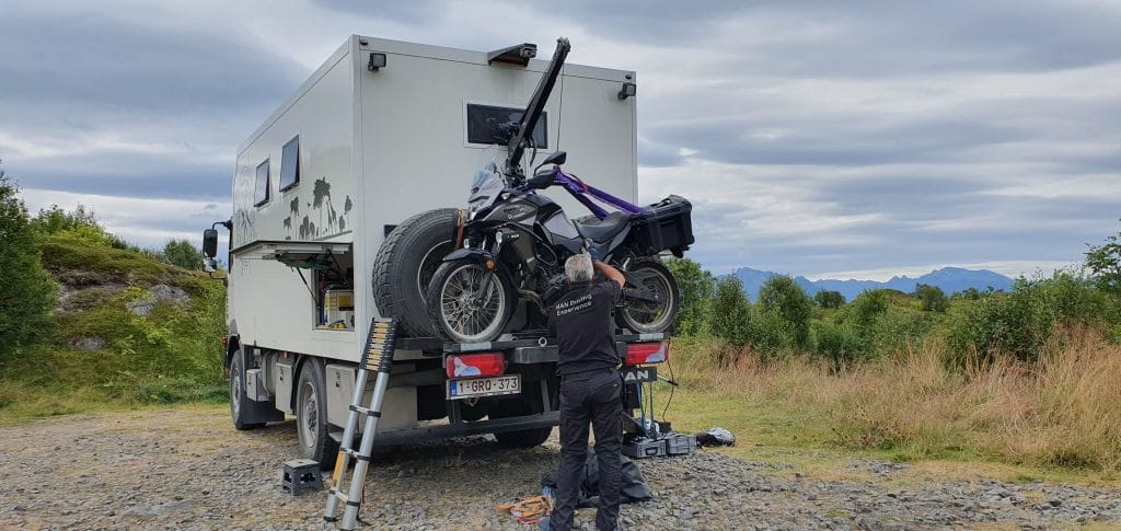 unloading motorcycle