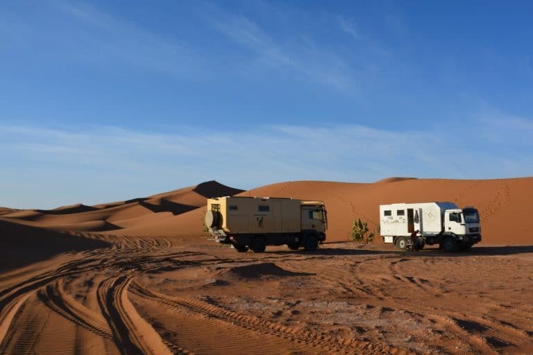 bakkie parked at Erg chigaga