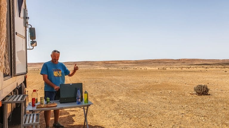 Jan cooking in the desert